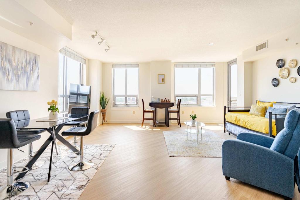 Downtown House | Downtown Silver Spring 2BR Skyline Balcony Suite Walkable to DC Metro LuxePad