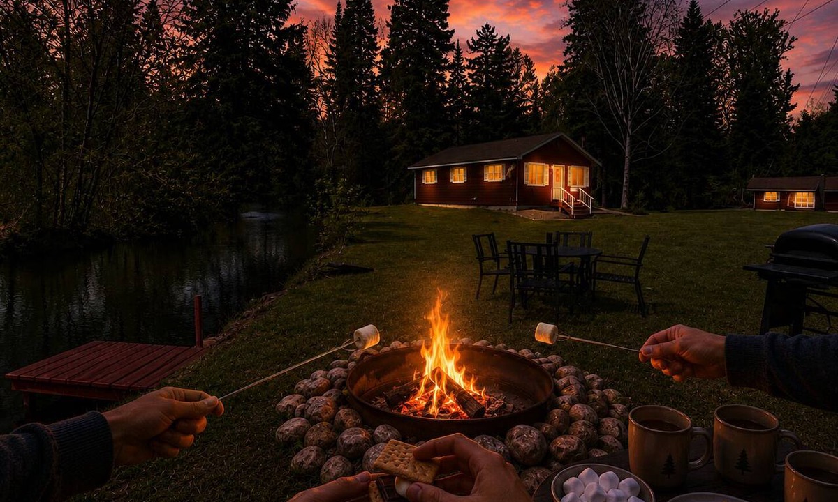 Cheboygan Cabin | Private 1 Acre Creekside Retreat , Game Room , Fire Pit , Kayaks