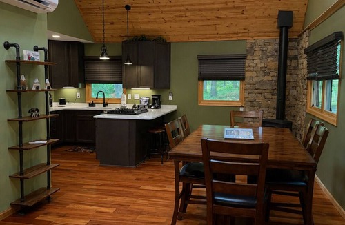 Baker Cabin | Honey Hideaway cabin on 2.5 acres fire pit outdoor workout Family Pets Welcome