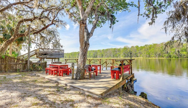 Dock & Fire Pit: Scenic Studio on Suwannee River!