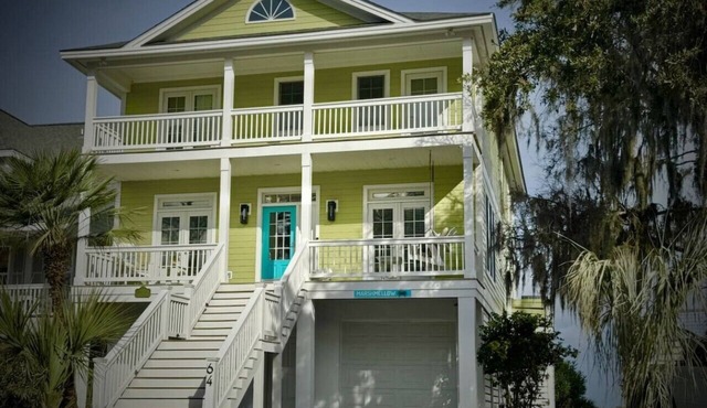 Luxury ADA-Friendly Marshfront Home | 2 Six Seater Golf Carts with Beach Access ADA Stickers, Game Room, Elevator