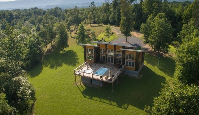 Modern Ridge-Top Sanctuary: All-Year Swim Spa & Breathtaking Views
