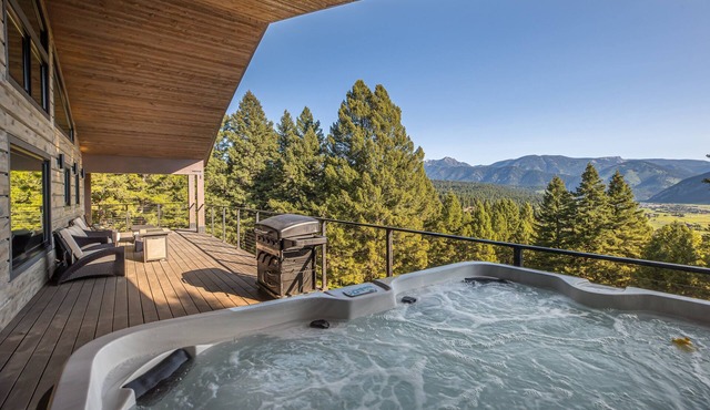 NEW! Soak, Play, Unwind: Secluded Big Sky Lodge with Dual Hot Tubs and Game Room