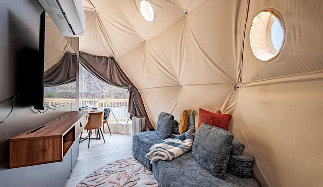 Romantic Geodesic Dome with Hot Tub, Perfect for Stargazing in Pipestem, West Virginia