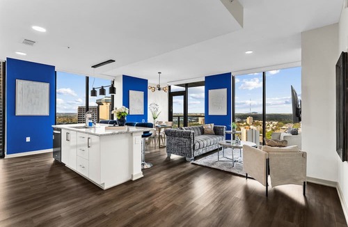 Downtown Atlanta Apartment | 25th Floor Midnight Oasis | Skyline Views, Balcony, Near Mercedes-Benz Stadium
